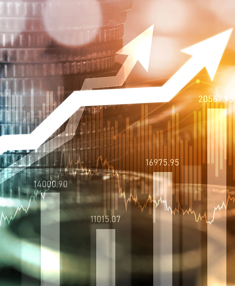 flèches symbolisant l'augmentation de placements financiers